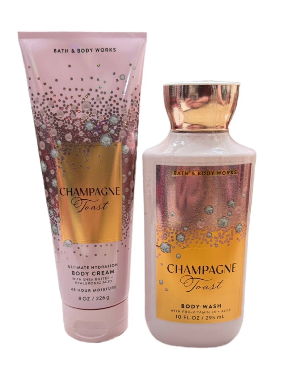 Bath & Body Works Champagne Toast Body Cream & Body Wash - Pink & Gold